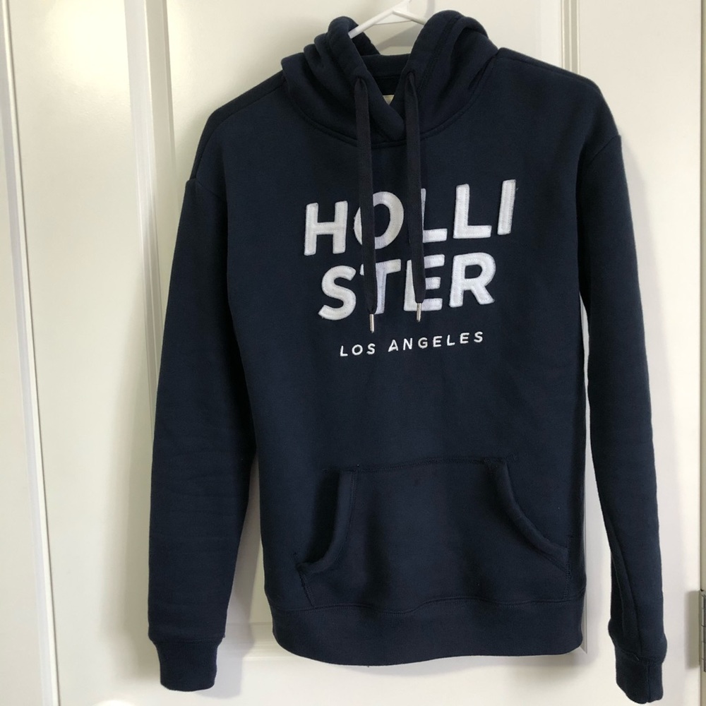 HOLLISTER BLUE APPLIQUÉ LOGO HOODIE SIZE XSMALL
